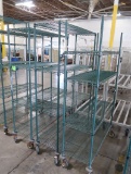 wire shelving unit, coated, on casters