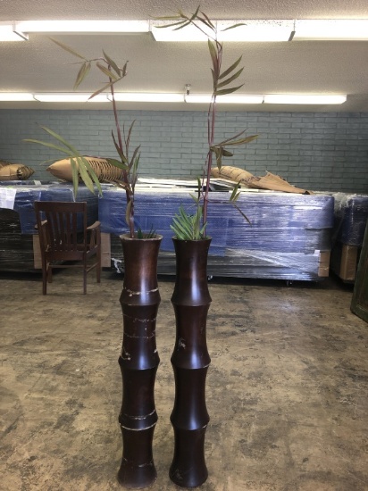 3’ Wooden Vases W/ Faux Foliage