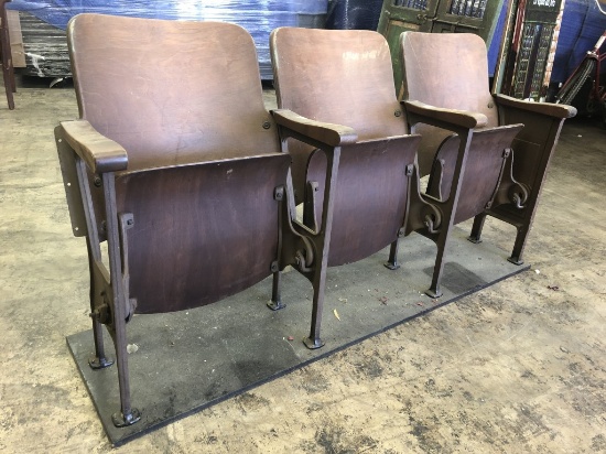 3-Chair Antique Theatre Seating