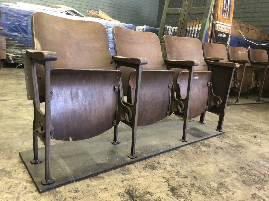 3-Chair Antique Theatre Seating