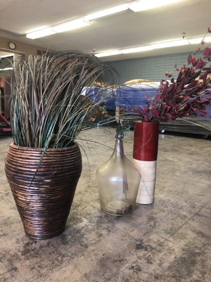Assorted Vases And Faux Plants