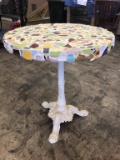 Metal Framed Table W/ Plaster And Tile Top