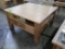 wooden table w/ solid oak top, drawers & cubbies on sides
