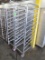 aluminum tray rack, w/ slanted shelves, on casters