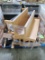 pallet of wooden merchandisers, 2-shelf, low, and oven transport belt(?)