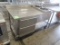 stainless tables w/ 2) soup warmers, drawers, backsplash & undershelf, on casters
