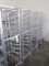 aluminum tray rack, w/ slanted shelves, on casters