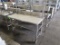 polytop table w/ backsplash, 2) undershelves, & columns for bars, on casters