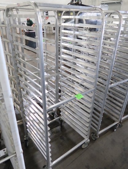 aluminum pan rack, side load, on casters