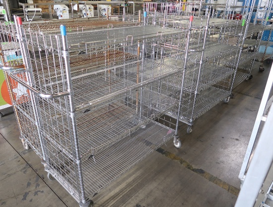 wire shelving carts, on casters