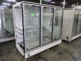 Hill Phoenix freezer door case, 3) door case w/no ends, electric defrost