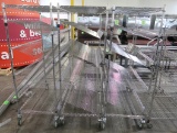 wire shelving units, on casters, w/ angled shelves