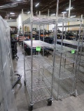 wire shelving unit, on casters