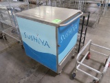 stainless demo cart, w/ fold-up shelf