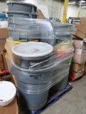 pallet of assorted trash cans