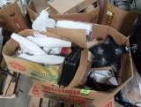 crate of mannequin parts, Cambro plastic containers, etc