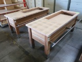 oak top table, w/ hole cut out for tortilla warmer