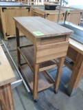 wooden wine tasting demo cart, on casters