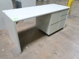 desk, wooden top w/ laminate, steel base