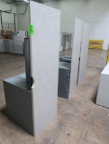 desk, wooden top w/ laminate, steel base