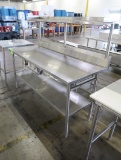 stainless table w/ backsplash, overshelf & undershelf