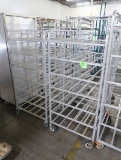 aluminum tray racks, on casters