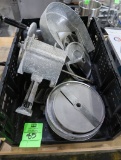 assorted food processor parts, unknown brand