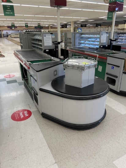 Pan Oston Single Belt Checklane w/ Bag Carousel