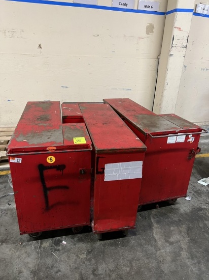 Red Metal Tool Cart on Casters