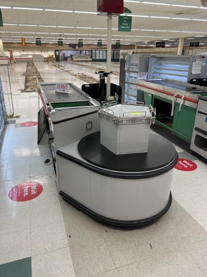 Pan Oston Single Belt Checklane w/ Bag Carousel