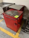 Red Metal Tool Cart on Casters
