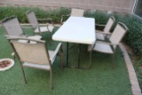 6' Plastic Folding Table W/ (6) Outdoor Chairs