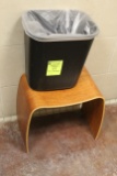 Single Seat Wooden Bench W/ Trash Can