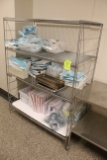 4' Metal Rack And Assorted Medical Supplies