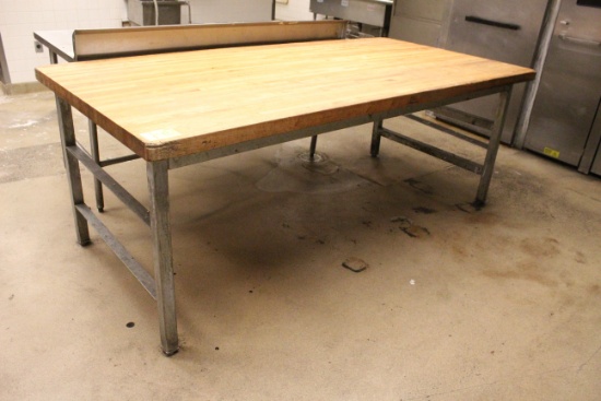 Metal Framed Boos Block Bakery Table