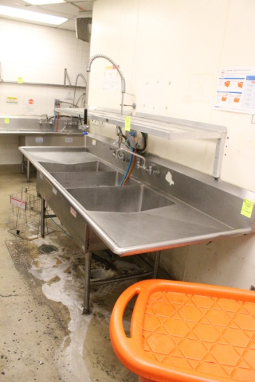 Stainless Steel Three Compartment Sink