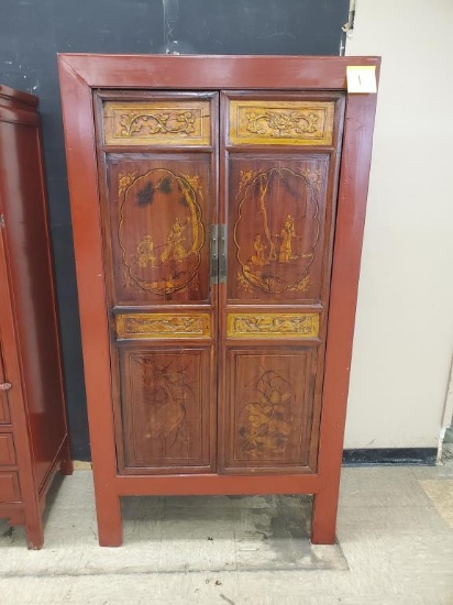 Antique Style Cypress Wood Painted Cabinet Replica