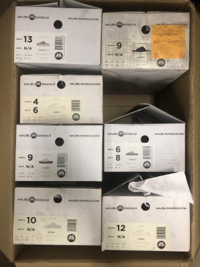 6 Pairs Of Malibu Zuma Assorted Sandals