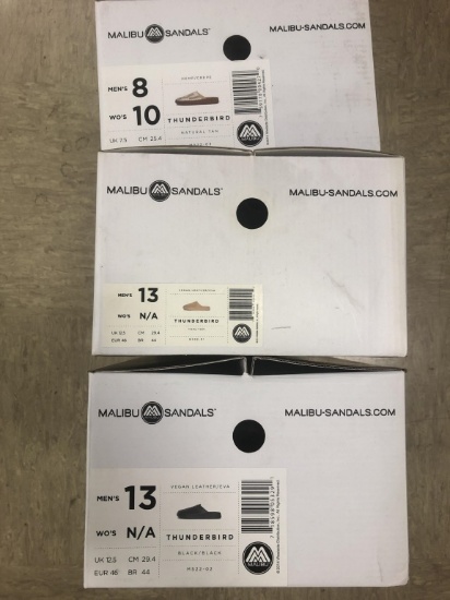 3 Pairs Of Malibu Thunderbird Assorted Sandals