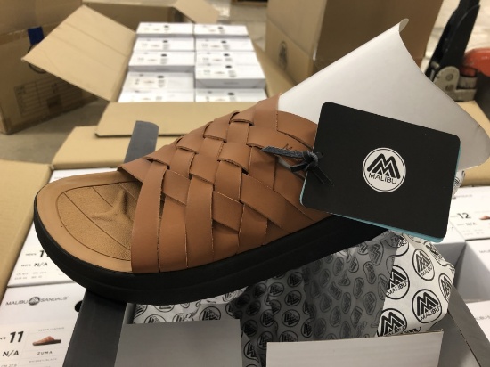 17 Pairs Of Malibu Zuma Whiskey/Black Sandals