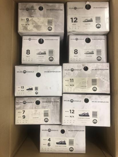 9 Pairs Of Malibu Canyon Assorted Sandals