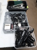 assorted kitchen utensils, 3) containers