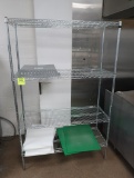 wire shelving unit, w/ cutting boards & knife holder
