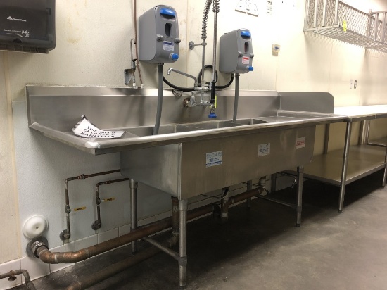 Stainless Steel Three Compartment Sink