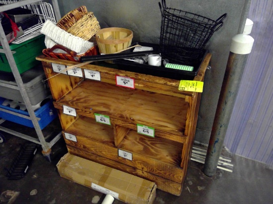 3ft Wooden Shelving Unit And Contents