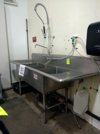 Stainless Steel Three Compartment Sink