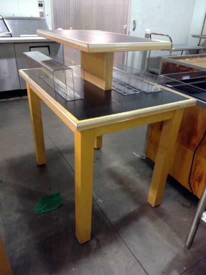 Two-Tier Wooden Merchandising Table