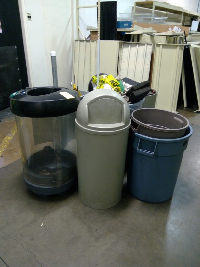 Group Of Assorted Trash Cans
