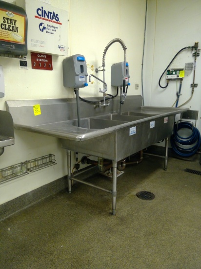 Stainless Steel Three Compartment Sink