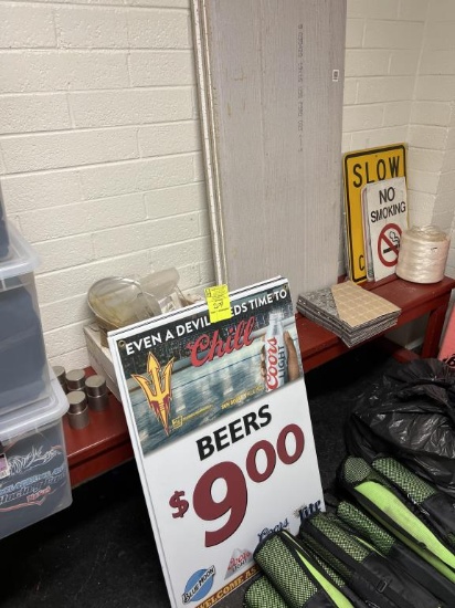 Assorted items on bench
